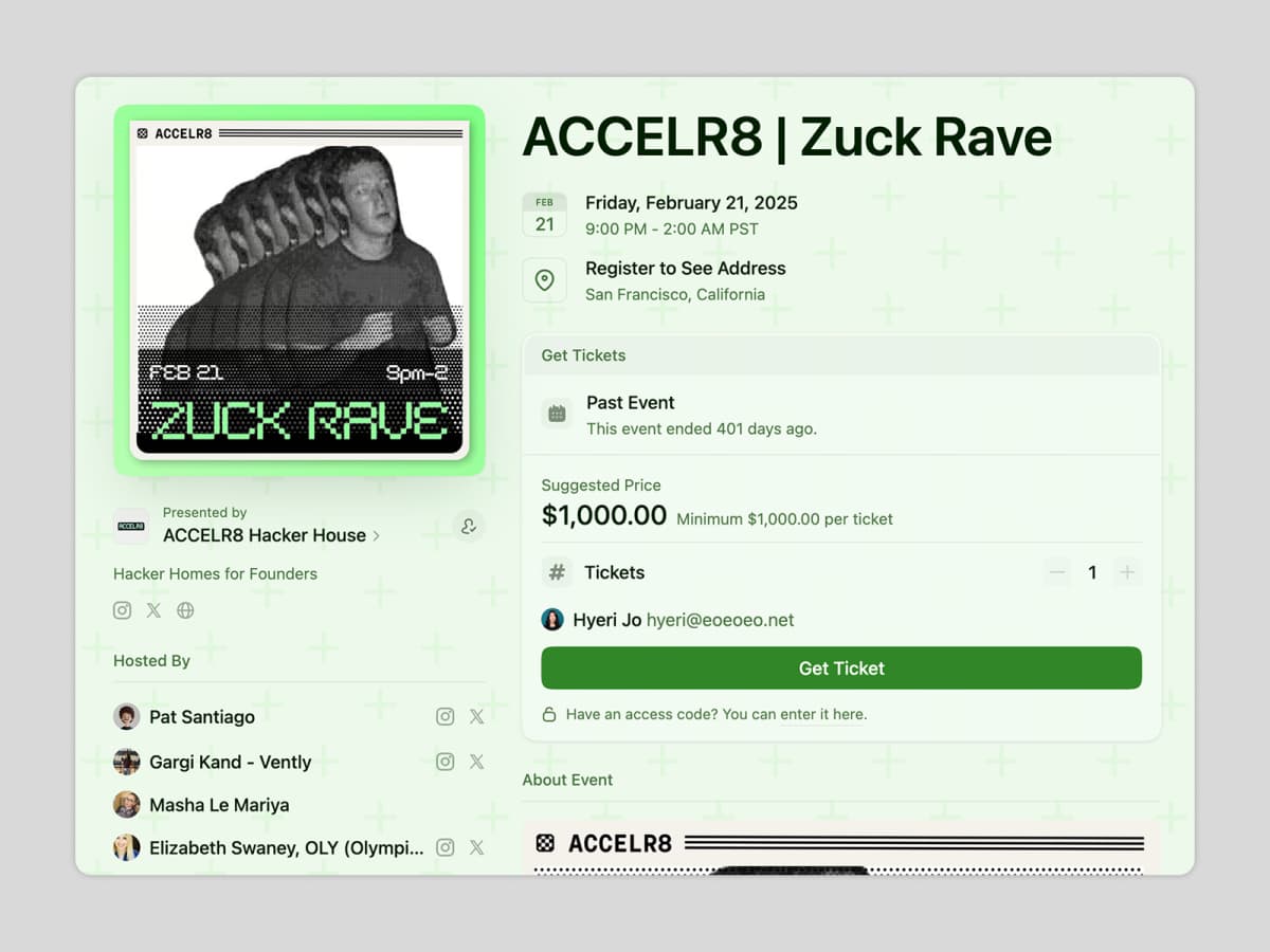 "Zuck Rave" event, Courtesy Luma