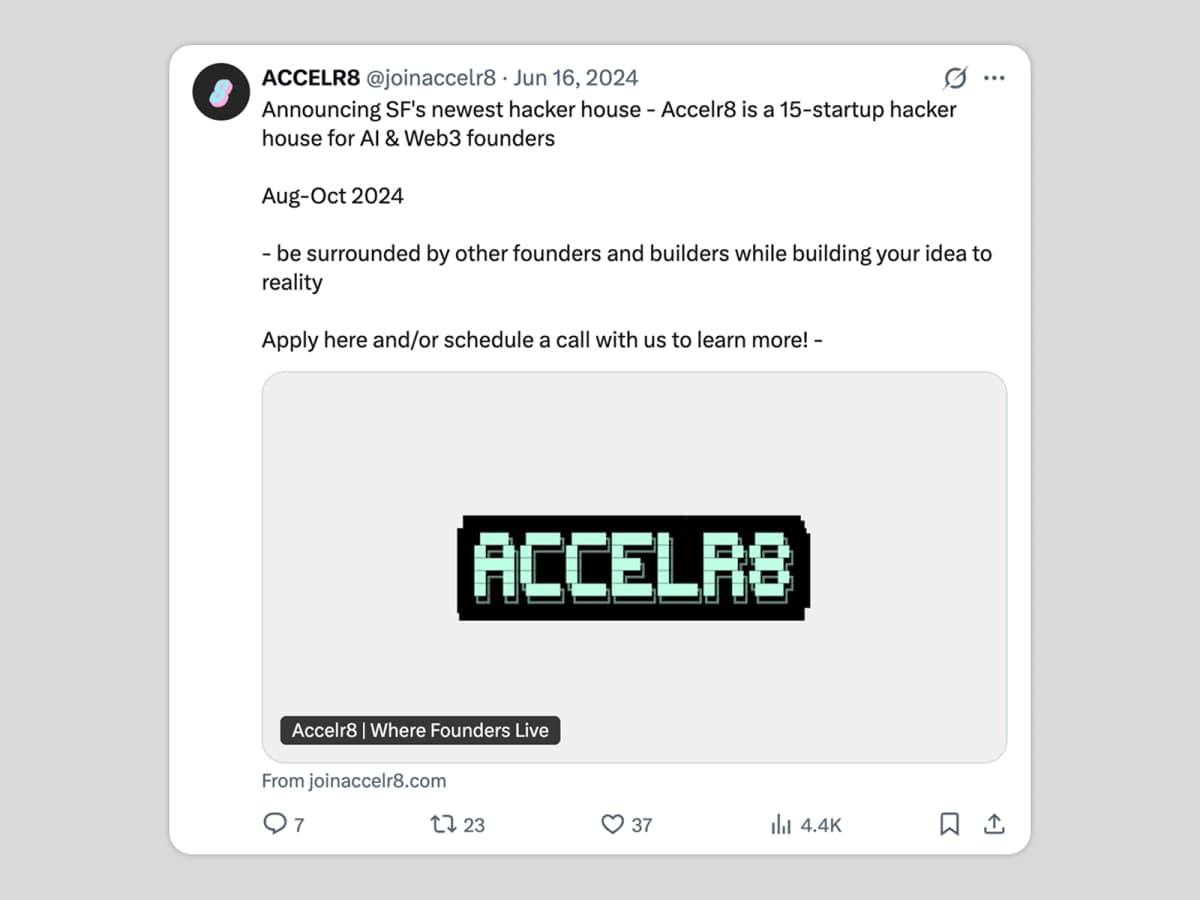 First Recruitment Tweet, Courtesy Accelr8