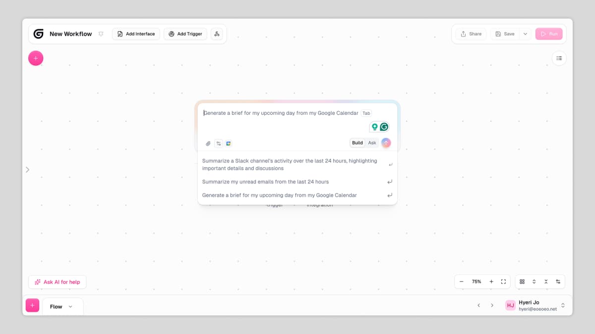 Gumloop Workflow Canvas, Courtesy Gumloop