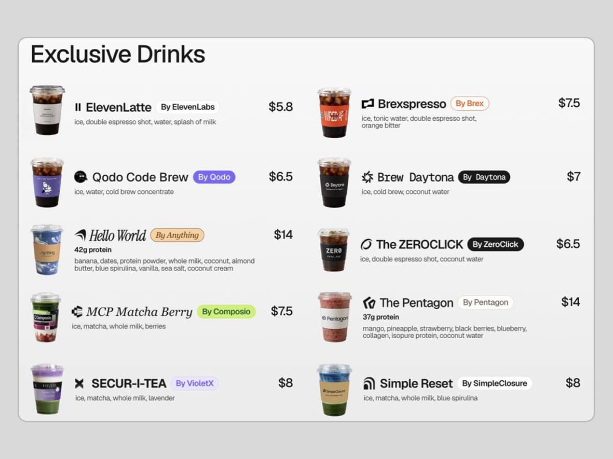 Corgi Cafe's sponsored drinks. Source: @UseCorgi on X.