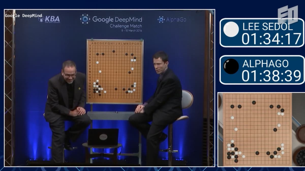 Commentators calling Alpha Go's move 37 a mistake. Photo by Google Deepmind