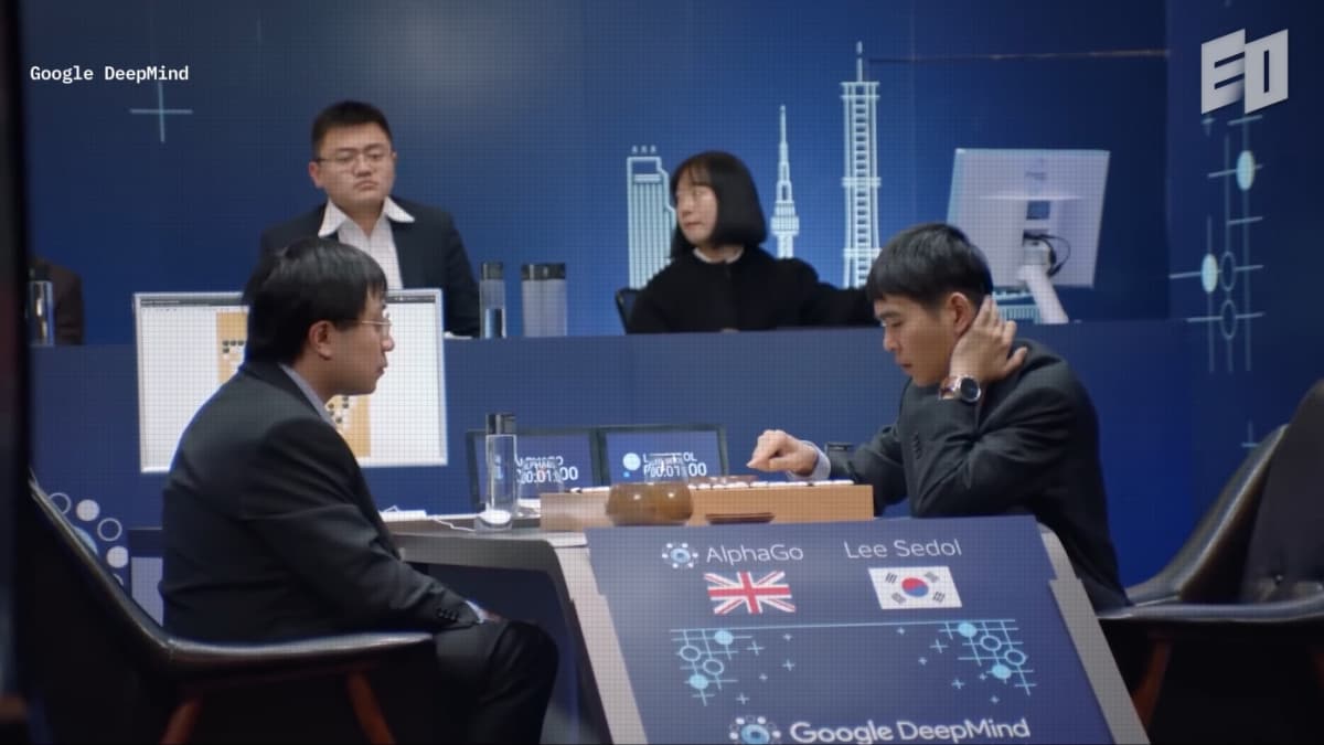 Lee Sedol, 9-dan Professional, playing Go with AlphaGo. Photo by Google Deepmind