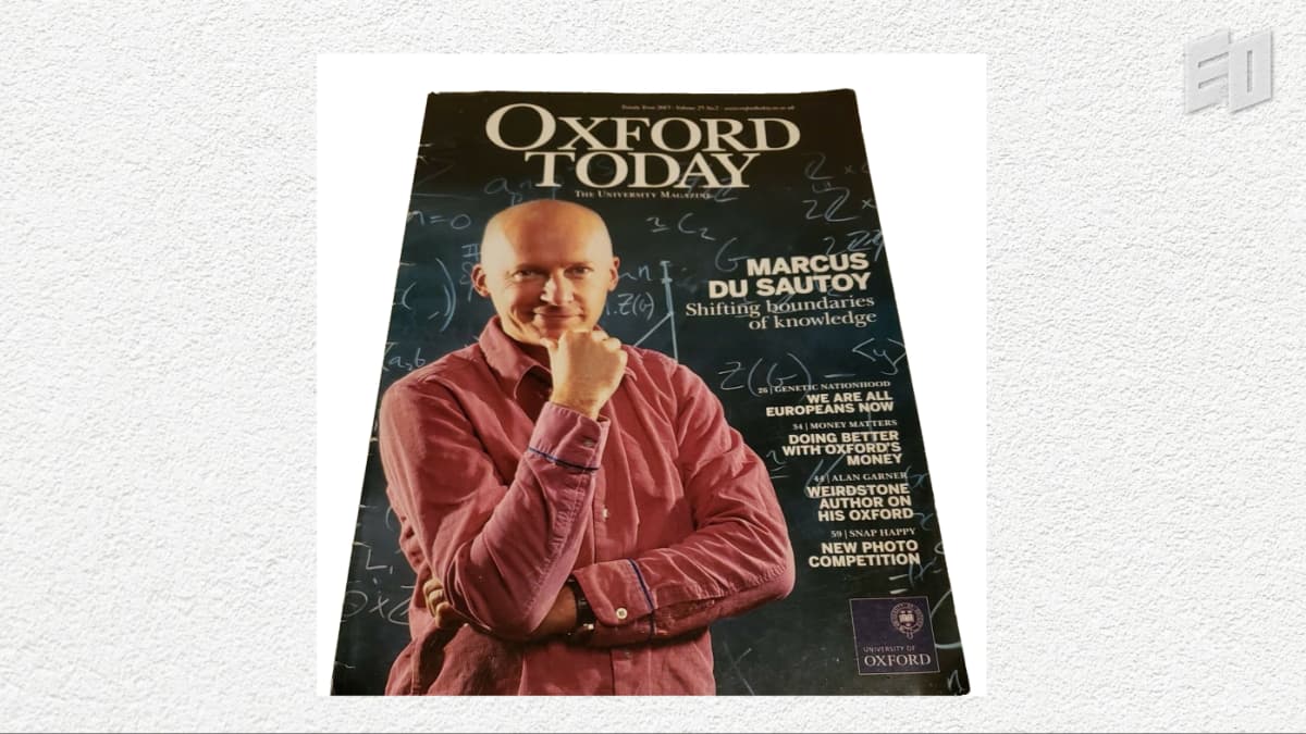 Professor Marcus du Sautoy on Oxford Today. Courtesy of Oxford