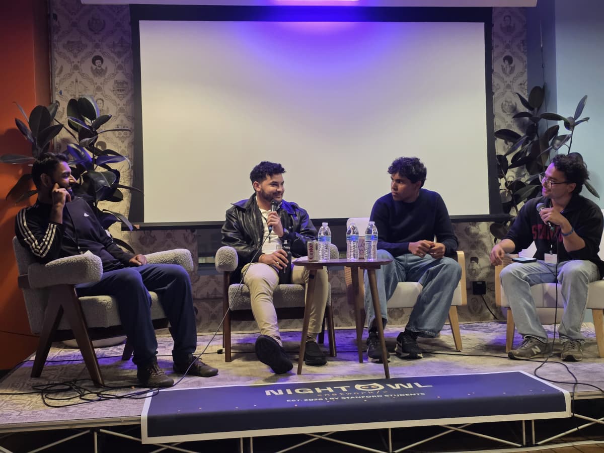 Pavan's spontaneous panel talk during Night Owl networking event (second from the right). Photo by EO.
