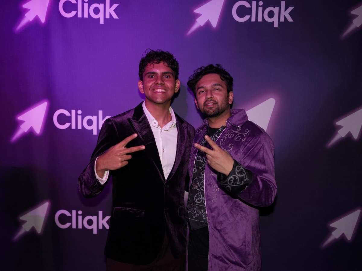 Pavan with Rohan Gurram(Co-founder & CEO of Cliqk) during Cliqk's event. Courtesy of Pavan.