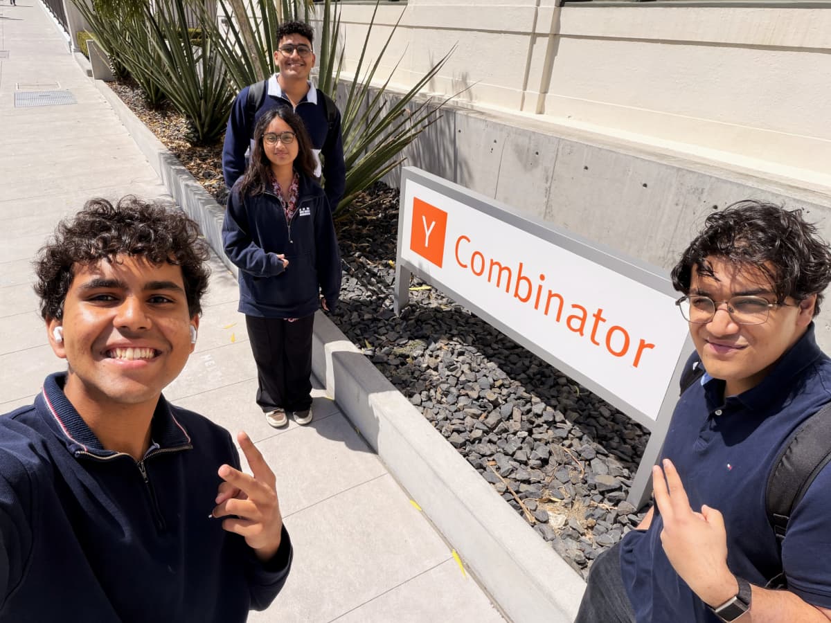 Clean co-founders posing after their first day in YC. Courtesy of Pavan.