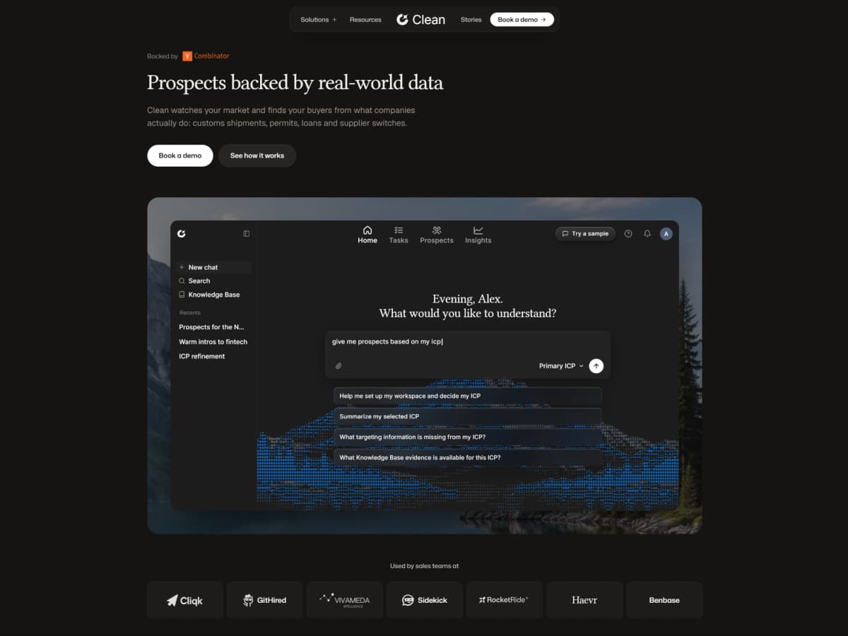 Clean product introduction. Source: tryclean.ai.