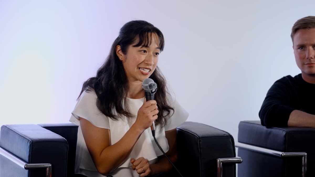 Olivia Barr speaks at the fireside chat, Photo by EO