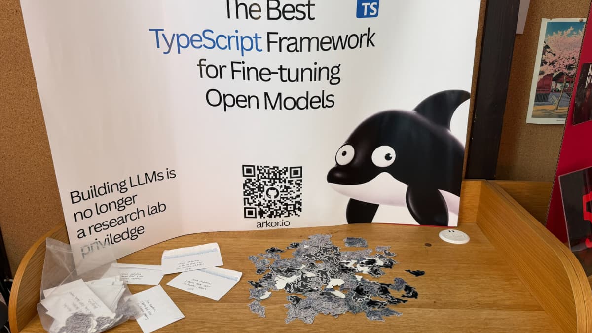 Oddphin stickers and handwritten letters at Arkor's booth at Founders Inc. Courtesy of Arkor.