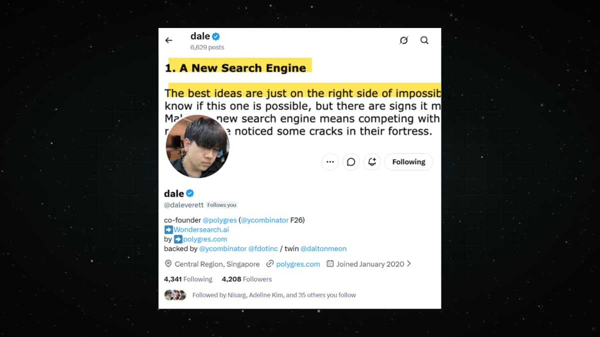 Dale's profile on X, where the twins build in public. Source: X.